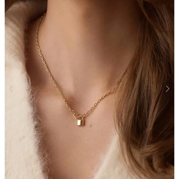NEW Gorjana Gold Heart Padlock Interlocking Necklace - Picture 2 of 3